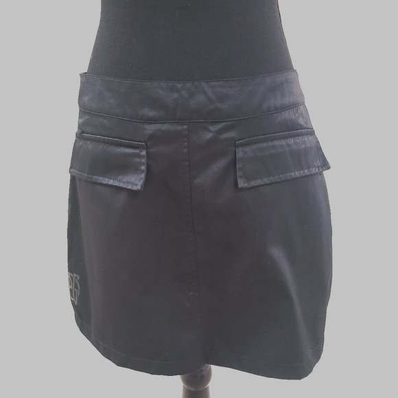 ULTRA RARE Vintage Designer JPG Jean-Paul Gaultier Black Logo Mini Skirt - Picture 3 of 11